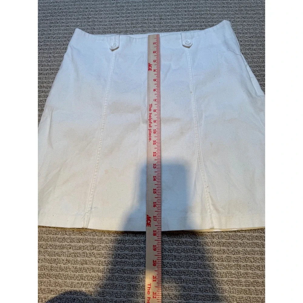 & Trousers White‎ Pique A-Line Mini Skirt Button Waist Detail Size 10